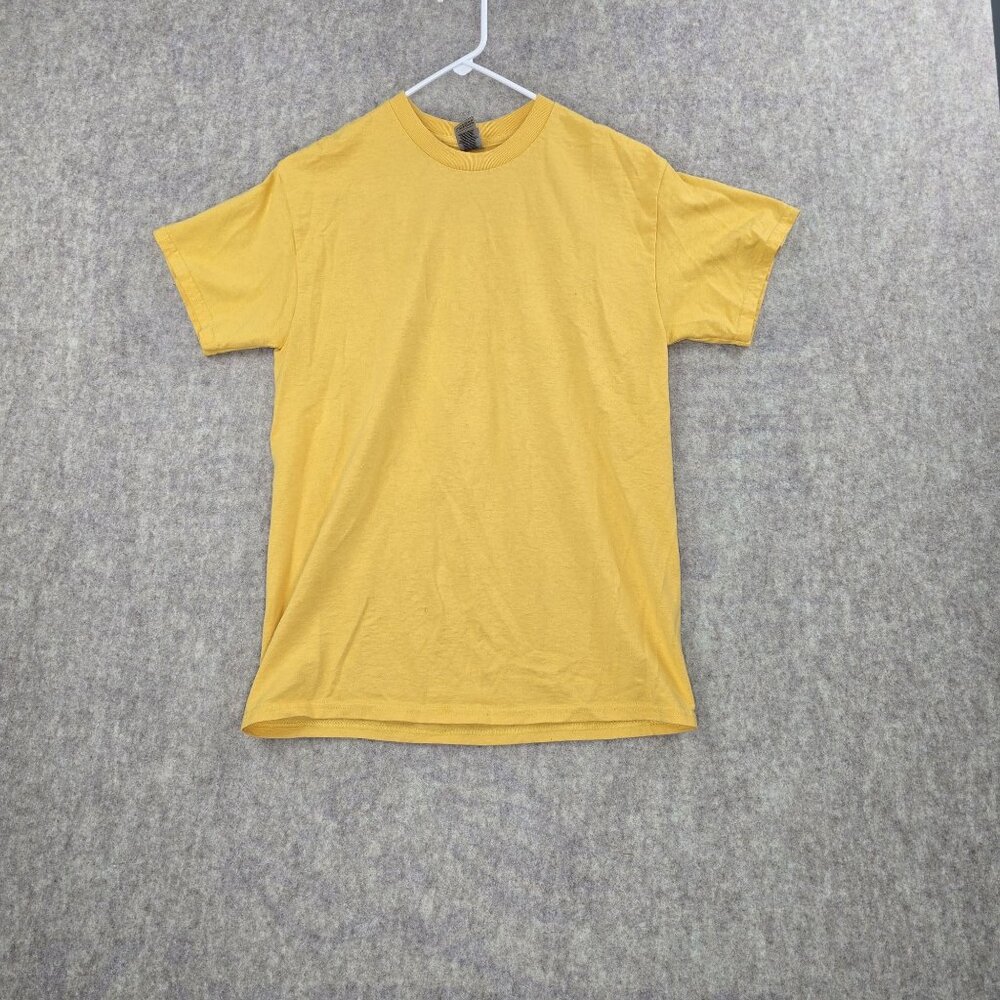 Gildan Men T-Shirt Yellow Size M DryBlend Cotton Polyester Crewneck Short Sleeve